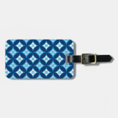 Étiquette À Bagage Shippo avec Motif Fleur, Indigo Bleu et Blanc (Devant horizontal)