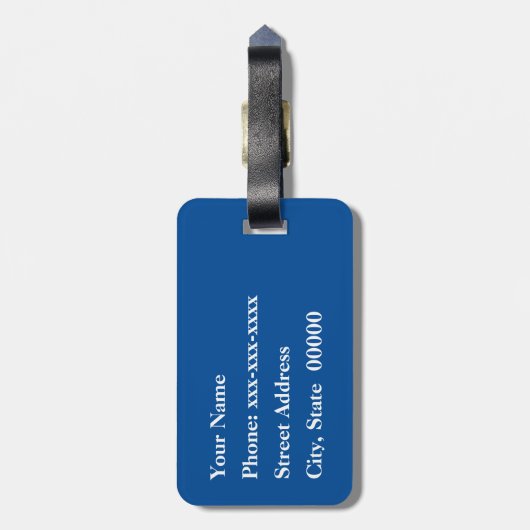 Étiquette À Bagage Shippo avec Motif Fleur, Indigo Bleu et Blanc (Dos Vertical)