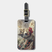 Étiquette À Bagage Sibérie Husky Chien Festif de Noël (Devant Vertical)