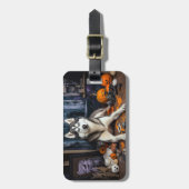 Étiquette À Bagage Sibérie Husky Citrouille Halloween effrayant (Devant Vertical)