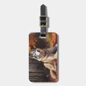 Étiquette À Bagage Sibérie Husky en automne Feuilles automne Inspire (Devant Vertical)