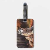 Étiquette À Bagage Sibérie Husky en automne Feuilles automne Inspire (Dos Vertical)