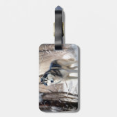 Étiquette À Bagage Sibérien Husky Laisser Neige Noël (Dos Vertical)