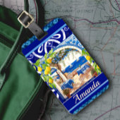 Étiquette À Bagage Sicilienne Méditerranée majolica agrus carreaux bl