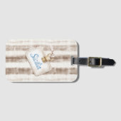 Étiquette À Bagage Sicily Cream Rustic Brown Stripes (Devant Horizontal)