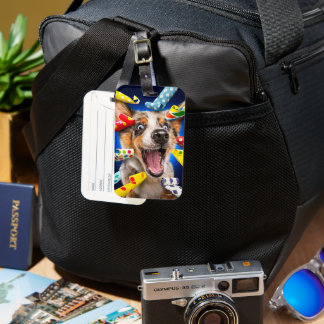Étiquette À Bagage Sifflets de fête pour chien heureux