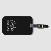 Étiquette À Bagage Signature Monogramme manuscrit noir (Devant Horizontal)