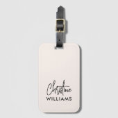 Étiquette À Bagage Signature Monogramme manuscrit Script Blu rose (Devant Vertical)