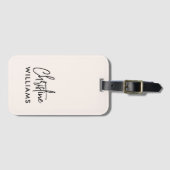 Étiquette À Bagage Signature Monogramme manuscrit Script Blu rose (Devant Horizontal)