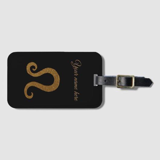 Étiquette À Bagage SIGNE D'Astrologie Lion Golden (Devant Horizontal)