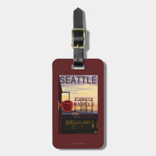 Étiquette À Bagage Signe du marché d'endroit de SeattlePike et vue de