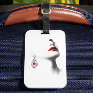 Étiquette À Bagage Silent Beauty – Monochrome Charcoal Art with Red 