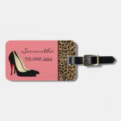 Étiquette À Bagage Silettos noirs à la mode Personnalisé (Devant horizontal)