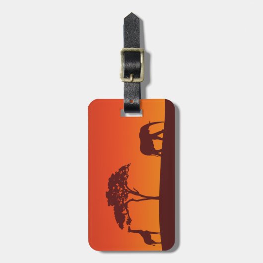 Étiquette À Bagage Silhouette africaine de safari - étiquette de (Devant Vertical)