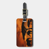 Étiquette À Bagage Silhouette africaine d'éléphant d'arbre de baobab (Devant Vertical)