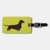 Étiquette À Bagage Silhouette Dachshund sur vert (personnalisable en  (Devant horizontal)