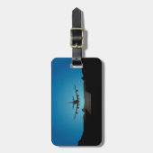 Étiquette À Bagage Silhouette d'atterrissage d'avion à la nuit (Devant Vertical)