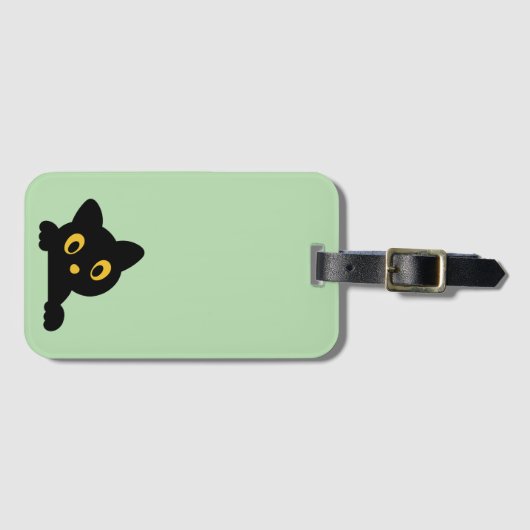 Étiquette À Bagage Silhouette de chat mignon (Devant Horizontal)