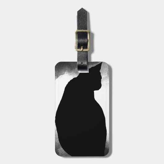 Étiquette À Bagage Silhouette de chat noir (Devant Vertical)