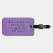 Étiquette À Bagage Silhouette de chat noir sur les rayures pourpres (Dos horizontal)