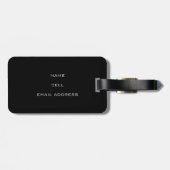 Étiquette À Bagage Silhouette de feuille de baie élégante sur noir (Dos horizontal)