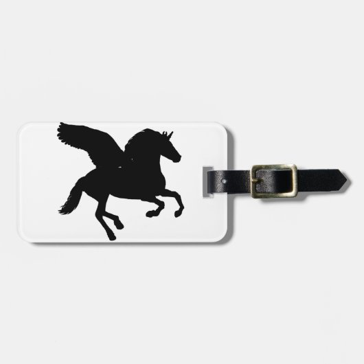 Étiquette À Bagage Silhouette de la licorne ailée (Devant horizontal)