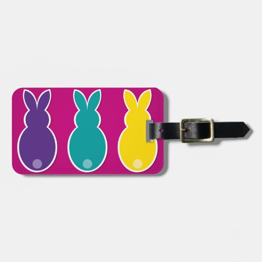 Étiquette À Bagage Silhouette de lapin de Pâques (Devant horizontal)