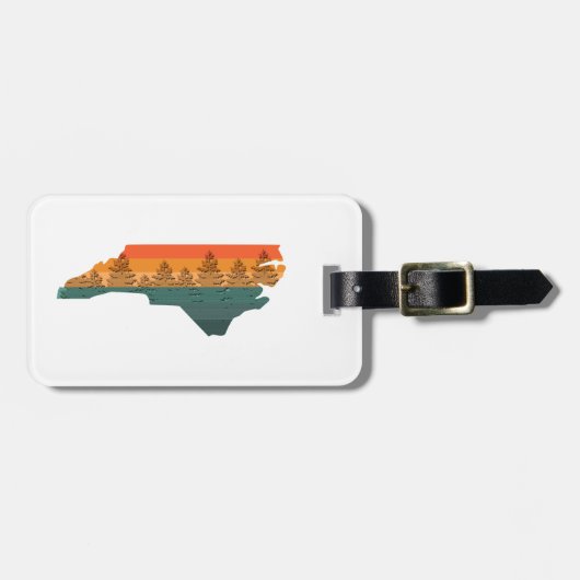 Étiquette À Bagage Silhouette de l'arbre de Caroline du Nord (Devant horizontal)