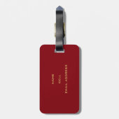 Étiquette À Bagage Silhouette de Laurel Elegant sur Rouge Bourgogne (Dos Vertical)