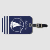 Étiquette À Bagage Silhouette de voilier blanc nautique/départ (Devant Horizontal)