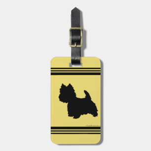 Étiquette À Bagage Silhouette de Westie sur fond jaune