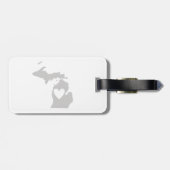 Étiquette À Bagage Silhouette d'État du Michigan de coeur (Dos horizontal)