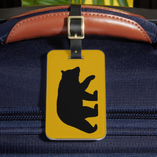 Étiquette À Bagage Silhouette d'ours noir avec texte personnalisable
