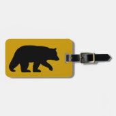 Étiquette À Bagage Silhouette d'ours noir avec texte personnalisable (Devant horizontal)