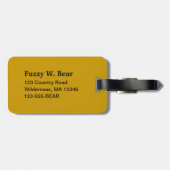 Étiquette À Bagage Silhouette d'ours noir avec texte personnalisable (Dos horizontal)