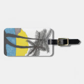 Étiquette À Bagage Silhouette du lever du soleil du palmier (Devant horizontal)