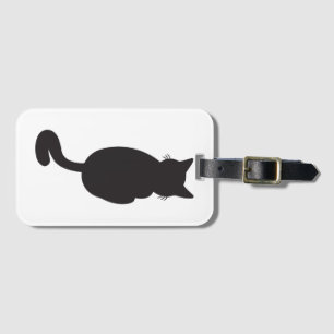 Étiquette À Bagage Silhouette minimaliste de chat noir