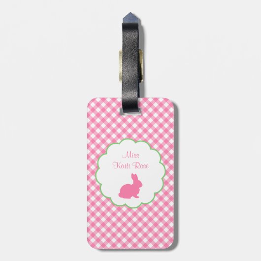 Étiquette À Bagage Silhouette rose de lapin (Dos Vertical)