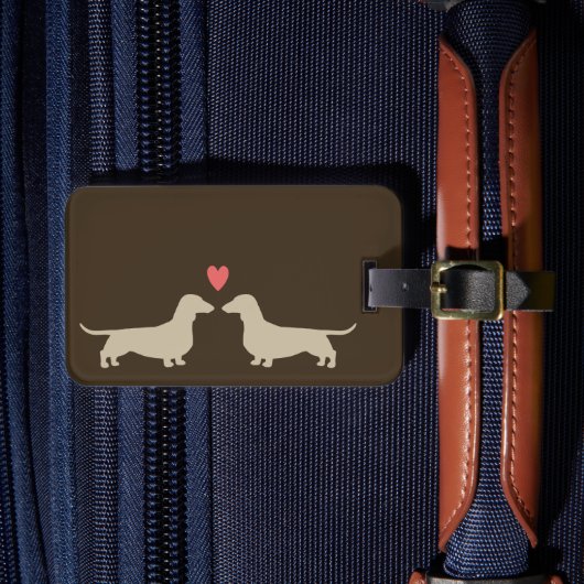 Étiquette À Bagage Silhouettes Dachshund avec coeur | Chiens Wiener (Insitu Rectoal 4)