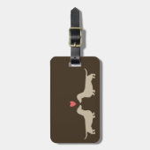 Étiquette À Bagage Silhouettes Dachshund avec coeur | Chiens Wiener (Devant Vertical)