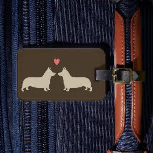 Étiquette À Bagage Silhouettes de Corgi Gallois de Pembroke avec Cœur