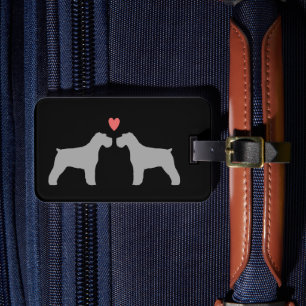 Étiquette À Bagage Silhouettes de Schnauzer avec Cœur