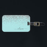 Étiquette À Bagage Silver Aqua Turquoise Blue Girl Parties scintillan<br><div class="desc">Silver and Aqua Turquoise Blue Sparkle Parties scintillant Nom du monogramme et Coussin initial. La coussin fait le cadeau parfait pour 16 ans,  mariage,  douche nuptiale,  baby shower ou bachelorette pour quelqu'un décorant sa chambre dans le style.</div>