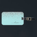 Étiquette À Bagage Silver Aqua Turquoise Blue Girl Parties scintillan<br><div class="desc">Silver and Aqua Turquoise Blue Sparkle Parties scintillant Nom du monogramme et Coussin initial. La coussin fait le cadeau parfait pour 16 ans,  mariage,  douche nuptiale,  baby shower ou bachelorette pour quelqu'un décorant sa chambre dans le style.</div>