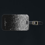 Étiquette À Bagage Silver Black Girl Parties scintillant étincelante<br><div class="desc">Parties scintillant argentée et noire Nom du monogramme et Coussin initial. Le sac à bagage marque le cadeau parfait pour 16 ans,  mariage,  douche nuptiale,  baby shower ou bachelorette cadeau pour quelqu'un décorant sa chambre dans le style.</div>
