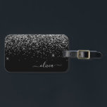 Étiquette À Bagage Silver Black Girl Parties scintillant étincelante<br><div class="desc">Parties scintillant argentée et noire Nom du monogramme et étiquette initiale de sac à bagages. Le bagage Tag fait le cadeau parfait pour 16 ans,  mariage,  douche nuptiale,  baby shower ou bachelorette cadeau pour quelqu'un décorant sa chambre dans le style.</div>