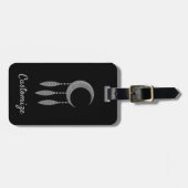 Étiquette À Bagage Silver Crescent Moon Feathers (Devant horizontal)