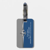 Étiquette À Bagage Silver Fleur de Lis bleu gris (Dos Vertical)