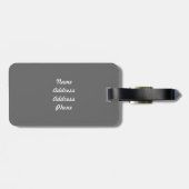 Étiquette À Bagage Silver Fleur de Lis sur simili cuir turquoise (Dos horizontal)