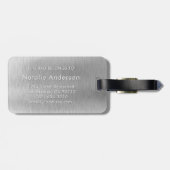 Étiquette À Bagage Silver Glitter Glam Bling Personalized (Dos horizontal)